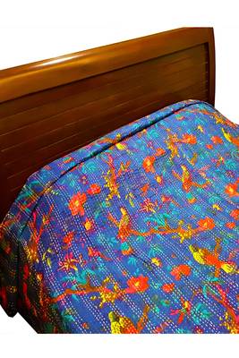 Kantha Work Double Layered Cotton Bed Cover (Green) 3