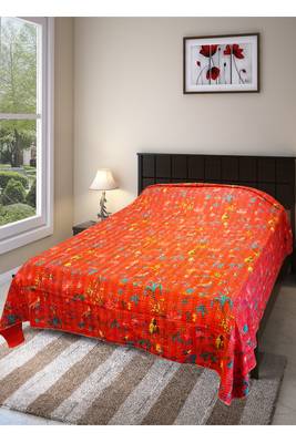 Kantha Work Double Layered Cotton Bed Cover (Blue) 1