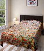 Kantha Work Double Layered Cotton Bed Cover (Turquoise)