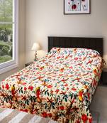 Kantha work cotton single bed cover (White)