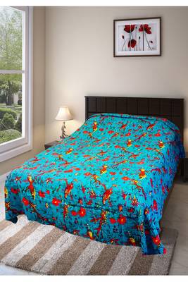 Kantha work cotton single bed cover (Turquise) 1