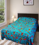 Kantha work cotton single bed cover (Turquise)