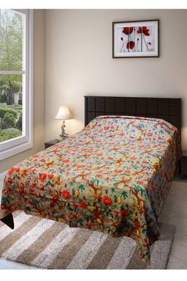 Kantha work cotton single bed cover (Grey) 1