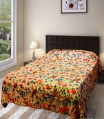 Kantha work cotton single bed cover (Beige)