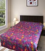 Kantha work cotton single bed cover (Purple)