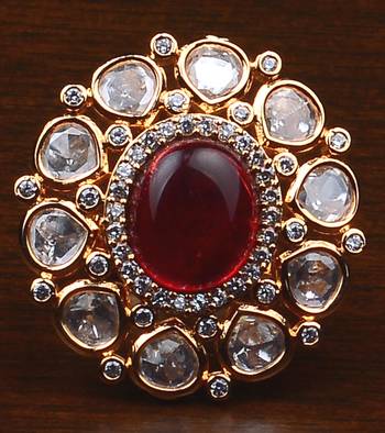 Kundan, CZ and Stone Embellished Adjustable Designer Finger Ring 216EDFR4 1