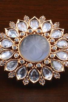 Kundan, CZ and Stone Embellished Adjustable Designer Finger Ring 216EDFR15