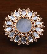 Kundan, CZ and Stone Embellished Adjustable Designer Finger Ring 216EDFR15