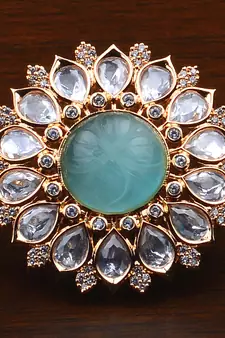 Kundan, CZ and Stone Embellished Adjustable Designer Finger Ring 216EDFR18