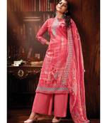 Peach Cotton Designer Party Wear Suit