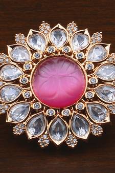 Kundan, CZ and Stone Embellished Adjustable Designer Finger Ring 216EDFR21