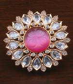 Kundan, CZ and Stone Embellished Adjustable Designer Finger Ring 216EDFR21