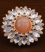 Kundan, CZ and Stone Embellished Adjustable Designer Finger Ring 216EDFR22