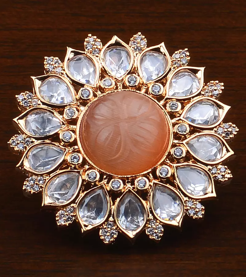 Kundan, CZ and Stone Embellished Adjustable Designer Finger Ring 216EDFR22