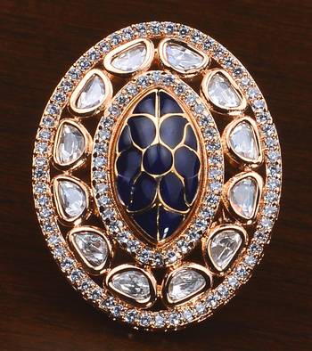Kundan, CZ and Stone Embellished Adjustable Designer Finger Ring 216EDFR31 1
