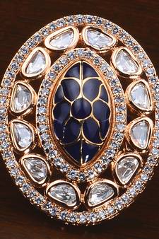 Kundan, CZ and Stone Embellished Adjustable Designer Finger Ring 216EDFR31
