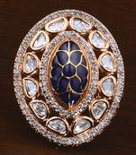 Kundan, CZ and Stone Embellished Adjustable Designer Finger Ring 216EDFR31