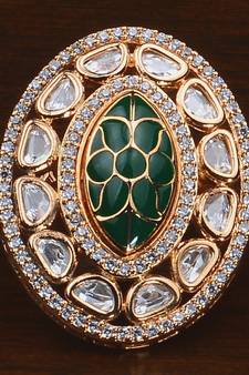 Kundan, CZ and Stone Embellished Adjustable Designer Finger Ring 216EDFR32