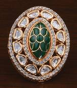Kundan, CZ and Stone Embellished Adjustable Designer Finger Ring 216EDFR32
