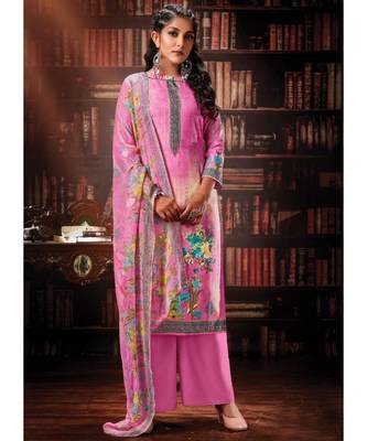 Pink Cotton Designer Party Wear Suit 1