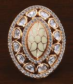 Kundan, CZ and Stone Embellished Adjustable Designer Finger Ring 216EDFR33