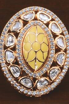 Kundan, CZ and Stone Embellished Adjustable Designer Finger Ring 216EDFR35