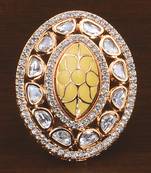 Kundan, CZ and Stone Embellished Adjustable Designer Finger Ring 216EDFR35