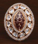 Kundan, CZ and Stone Embellished Adjustable Designer Finger Ring 216EDFR36