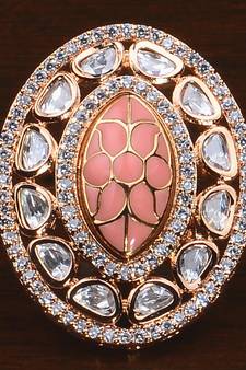 Kundan, CZ and Stone Embellished Adjustable Designer Finger Ring 216EDFR37