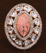 Kundan, CZ and Stone Embellished Adjustable Designer Finger Ring 216EDFR37