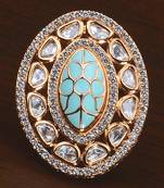 Kundan, CZ and Stone Embellished Adjustable Designer Finger Ring 216EDFR38