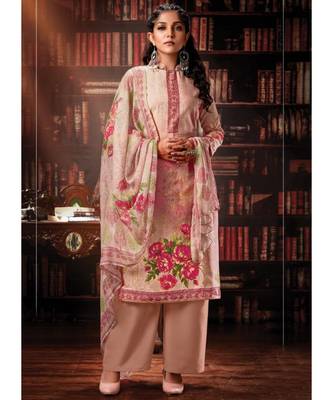 Baby Pink Cotton Designer Party Wear Suit 1