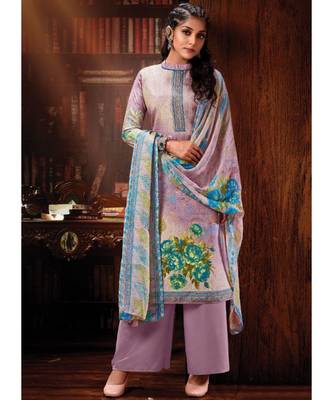 Light Lavender Cotton Designer Party Wear Suit 1