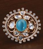Kundan, CZ and Stone Embellished Adjustable Designer Finger Ring 216EDFR39