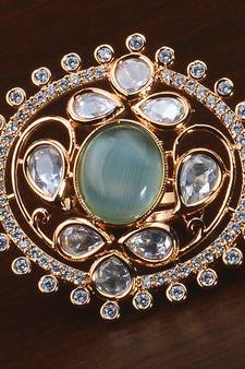 Kundan, CZ and Stone Embellished Adjustable Designer Finger Ring 216EDFR40