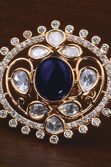 Kundan, CZ and Stone Embellished Adjustable Designer Finger Ring 216EDFR41