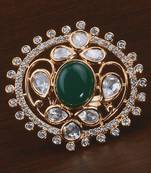 Kundan, CZ and Stone Embellished Adjustable Designer Finger Ring 216EDFR42