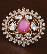 Kundan, CZ and Stone Embellished Adjustable Designer Finger Ring 216EDFR43