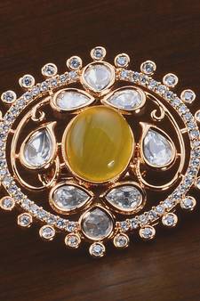 Kundan, CZ and Stone Embellished Adjustable Designer Finger Ring 216EDFR45