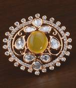 Kundan, CZ and Stone Embellished Adjustable Designer Finger Ring 216EDFR45