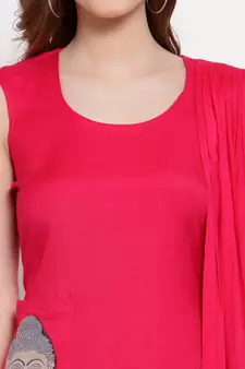 Pink plain cotton long-dresses