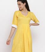 Yellow plain viscose rayon short-dresses