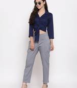 Blue plain cotton short-dresses