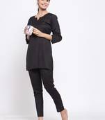 Black plain viscose rayon short-dresses