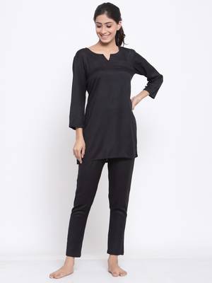 Black plain viscose rayon short-dresses 3