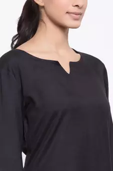 Black plain viscose rayon short-dresses