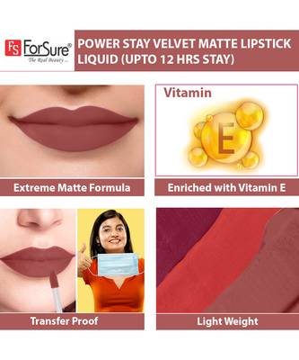 ForSure Waterproof Liquid Matte Lipstick   Power Stay (Upto 12 Hrs Stay) Peach Nude 4