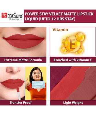 ForSure Waterproof Liquid Matte Lipstick   Power Stay (Upto 12 Hrs Stay) Bright Red 4