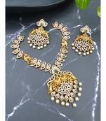 Alluring peacock designer CZ stone necklace with earrings