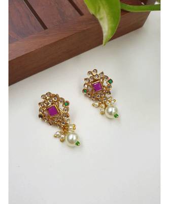 Sleek kempu stone studded floral designer choker with earrings 2